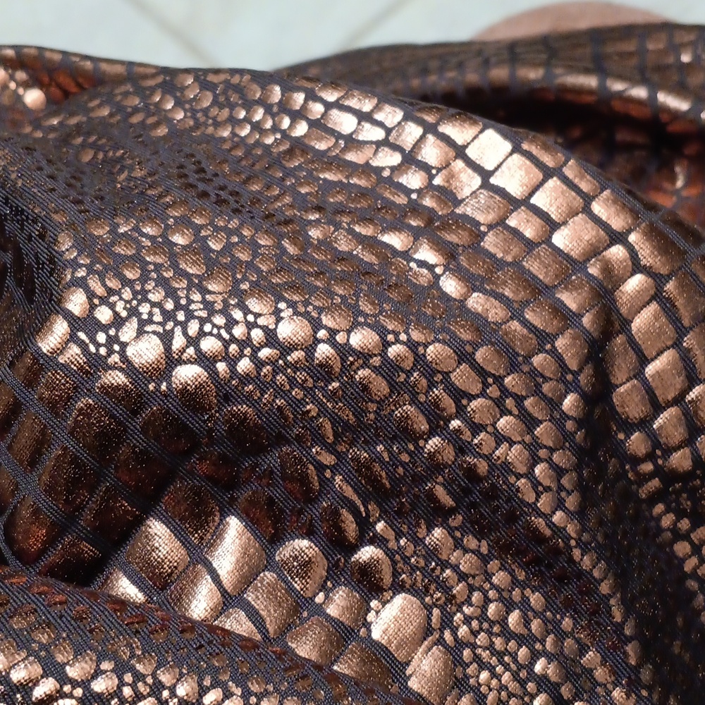 Fashion Nova Very Shiny Metallic Brown Copper Bodycn Midi Dress In 2x - Picture 2 of 3
